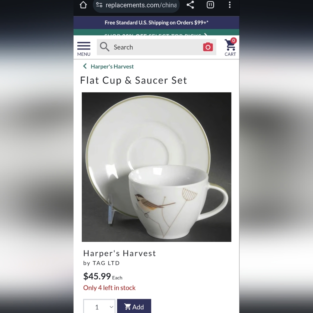 Charley Harper - Harper's Harvest - Set of 4 tea cups & saucers - Picture 11 of 11